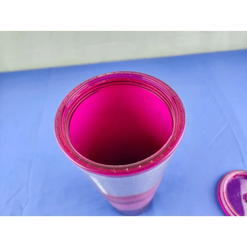STARBUCKS Venti‎ 24oz Travel Tumbler Glitter Purple Pink 2020 Beach Cold Cup
